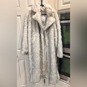 Topshop Light Gray Faux Fur Long Coat | Luxe Winter Statement | BRAND NEW
